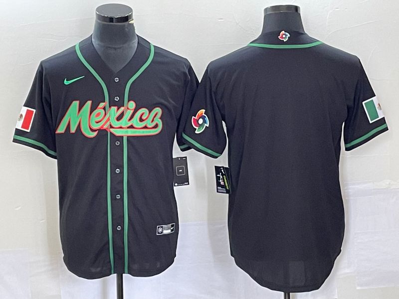 Men 2023 World Cub Mexico Blank Black Nike MLB Jersey2